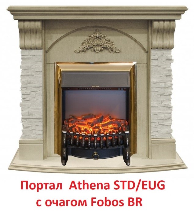 Классический очаг 2D Real-Flame Fobos Lux Brass