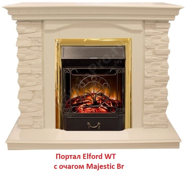 Классический очаг 2D Real-Flame Majestic Lux Brass