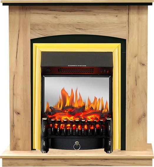 Электрокамин с классическим очагом 2D Royal Flame Barcelona дуб золотой с очагом Fobos FX M Brass/Black