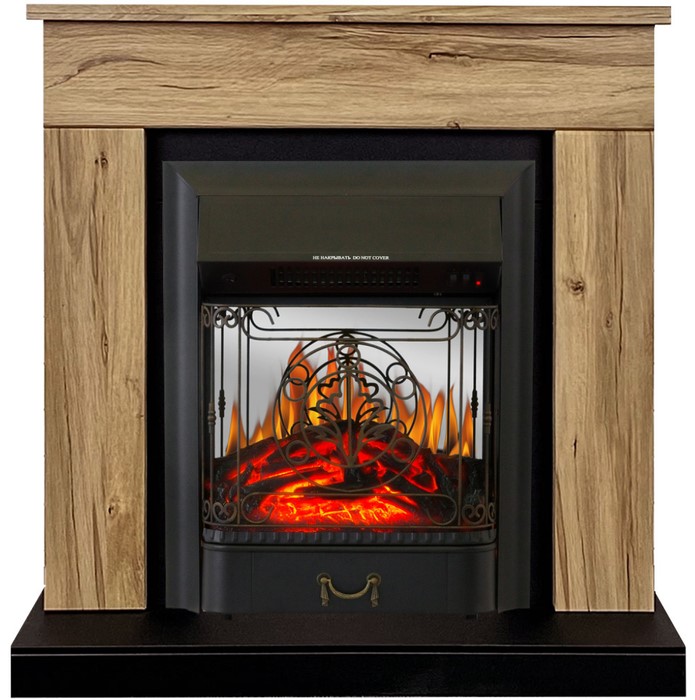Электрокамин с классическим очагом 2D Royal Flame BERGEN дуб галифакс с очагом Majestic FX M Black/Brass