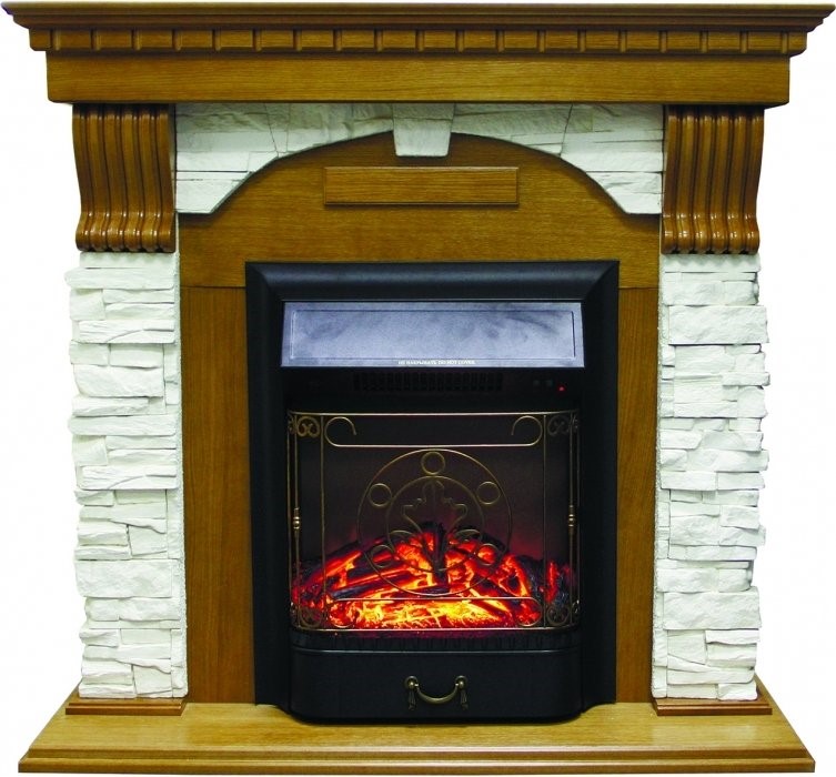 Электрокамин с классическим очагом 2D Royal Flame Dublin арочный сланец белый с очагом Majestic (Дуб)