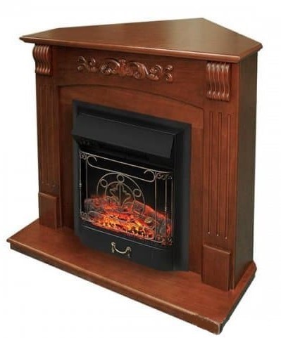 Электрокамин с классическим очагом 2D Royal Flame Sorrento угл.(Орех) c очагом Majestic FX Brass/Black