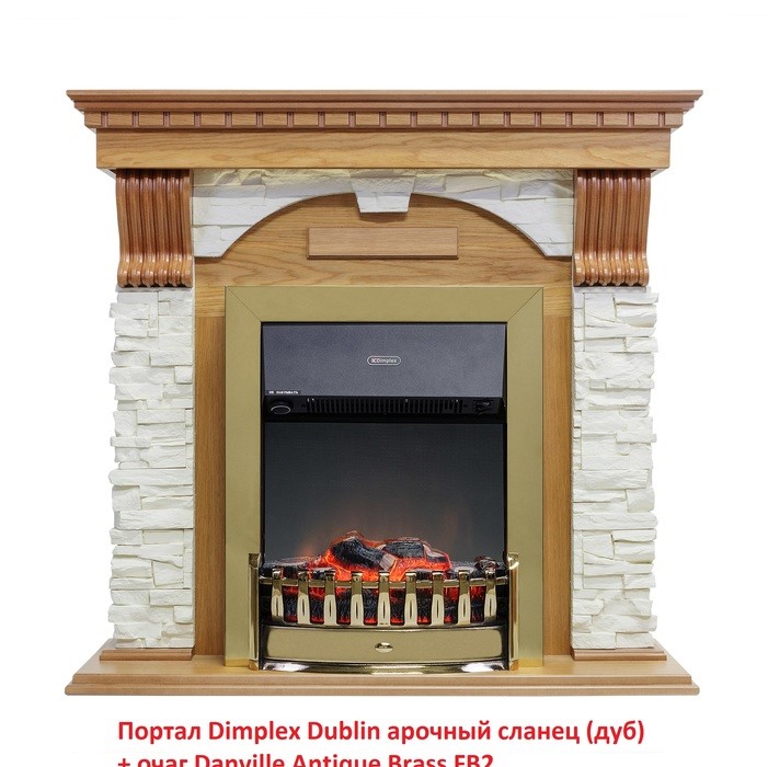 Классический портал для камина Dimplex Dublin арочный сланец белый (Дуб)