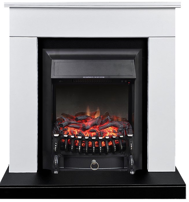 Электрокамин с классическим очагом 2D Royal Flame BERGEN белый с черным с очагом Fobos FX Black/Brass