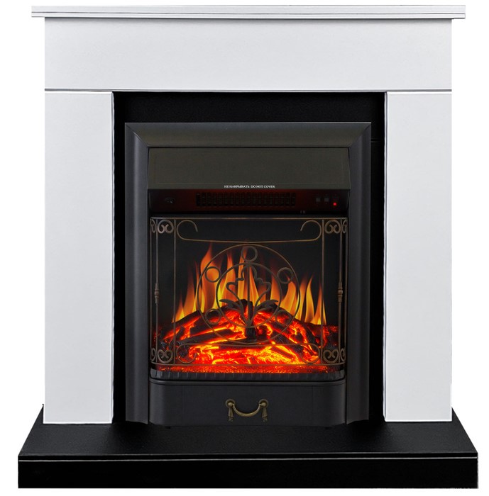 Электрокамин с классическим очагом 2D Royal Flame BERGEN белый с черным с очагом Majestic FX Black/Brass