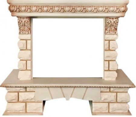 Широкий портал Royal Flame Pierre Luxe LORD под очаг Dioramic 28 LED FX Слоновая кость