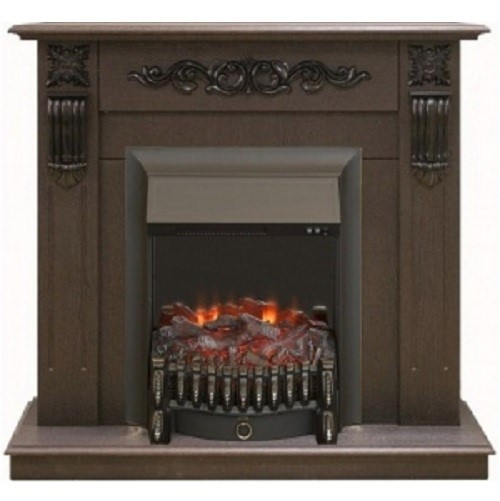 Камин в квартиру электрический Real-Flame Dominica STD/EUG DN с очагом Fobos s Lux BL/BR, Majestic s Lux BL/BR