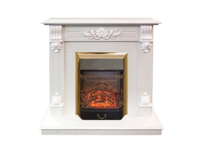 Электрокамин с классическим очагом 2D Real-Flame Ottawa STD/EUG WT с очагами Fobos s Lux BL/BR, Majestic s Lux BL/BR