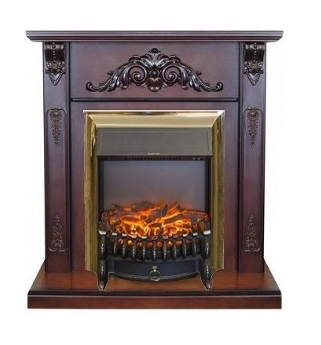Классический очаг 2D Real-Flame Fobos Lux Brass